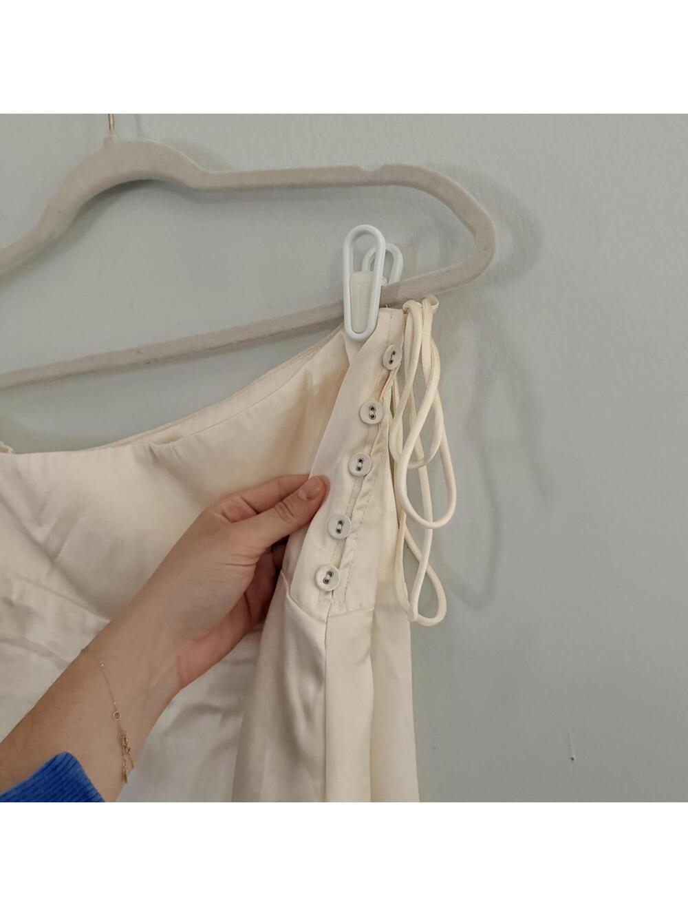 SOLD Princess Polly Rosemead Satin Midi Skirt Cream - Picture 4 of 6